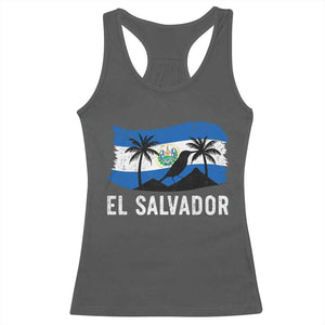 El Salvador Flag Racerback Tank Top Salvadoran Pride Torogoz Bird Palm Tree Volcano TS10 Dark Heather Print Your Wear
