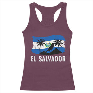 El Salvador Flag Racerback Tank Top Salvadoran Pride Torogoz Bird Palm Tree Volcano TS10 Maroon Print Your Wear