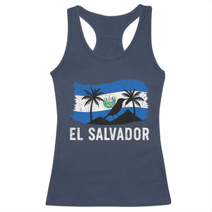 El Salvador Flag Racerback Tank Top Salvadoran Pride Torogoz Bird Palm Tree Volcano TS10 Navy Print Your Wear