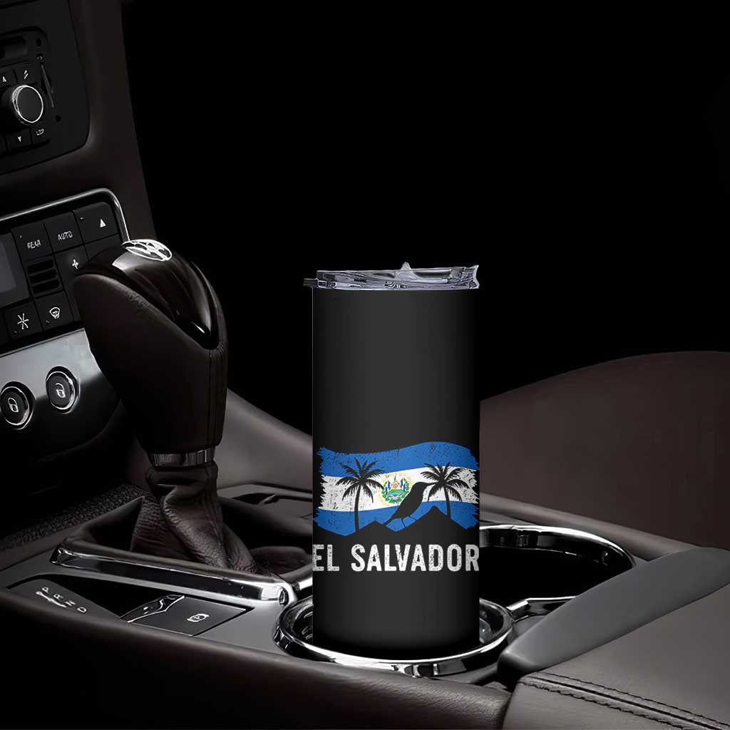 El Salvador Flag Skinny Tumbler Salvadoran Pride Torogoz Bird Palm Tree Volcano TS10 Print Your Wear