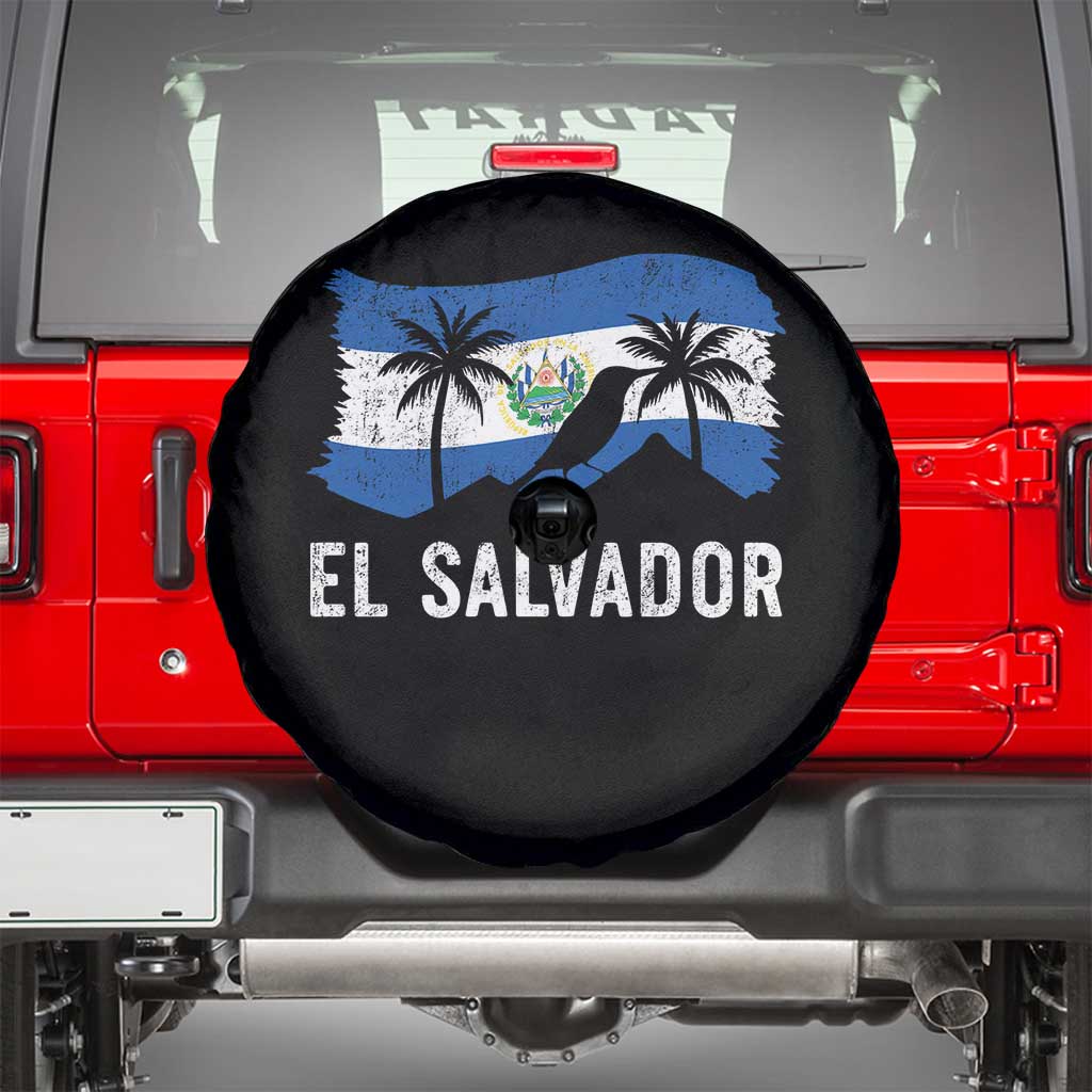 El Salvador Flag Spare Tire Cover Salvadoran Pride Torogoz Bird Palm Tree Volcano TS10 Black Print Your Wear