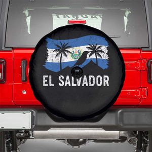 El Salvador Flag Spare Tire Cover Salvadoran Pride Torogoz Bird Palm Tree Volcano TS10 Black Print Your Wear