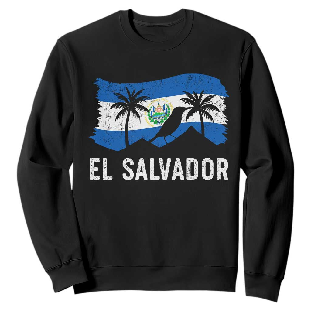El Salvador Flag Sweatshirt Salvadoran Pride Torogoz Bird Palm Tree Volcano TS10 Black Print Your Wear