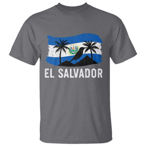 El Salvador Flag T Shirt Salvadoran Pride Torogoz Bird Palm Tree Volcano TS10 Charcoal Print Your Wear