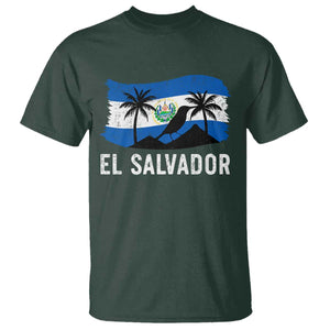 El Salvador Flag T Shirt Salvadoran Pride Torogoz Bird Palm Tree Volcano TS10 Dark Forest Green Print Your Wear
