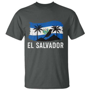 El Salvador Flag T Shirt Salvadoran Pride Torogoz Bird Palm Tree Volcano TS10 Dark Heather Print Your Wear