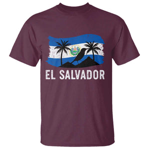 El Salvador Flag T Shirt Salvadoran Pride Torogoz Bird Palm Tree Volcano TS10 Maroon Print Your Wear