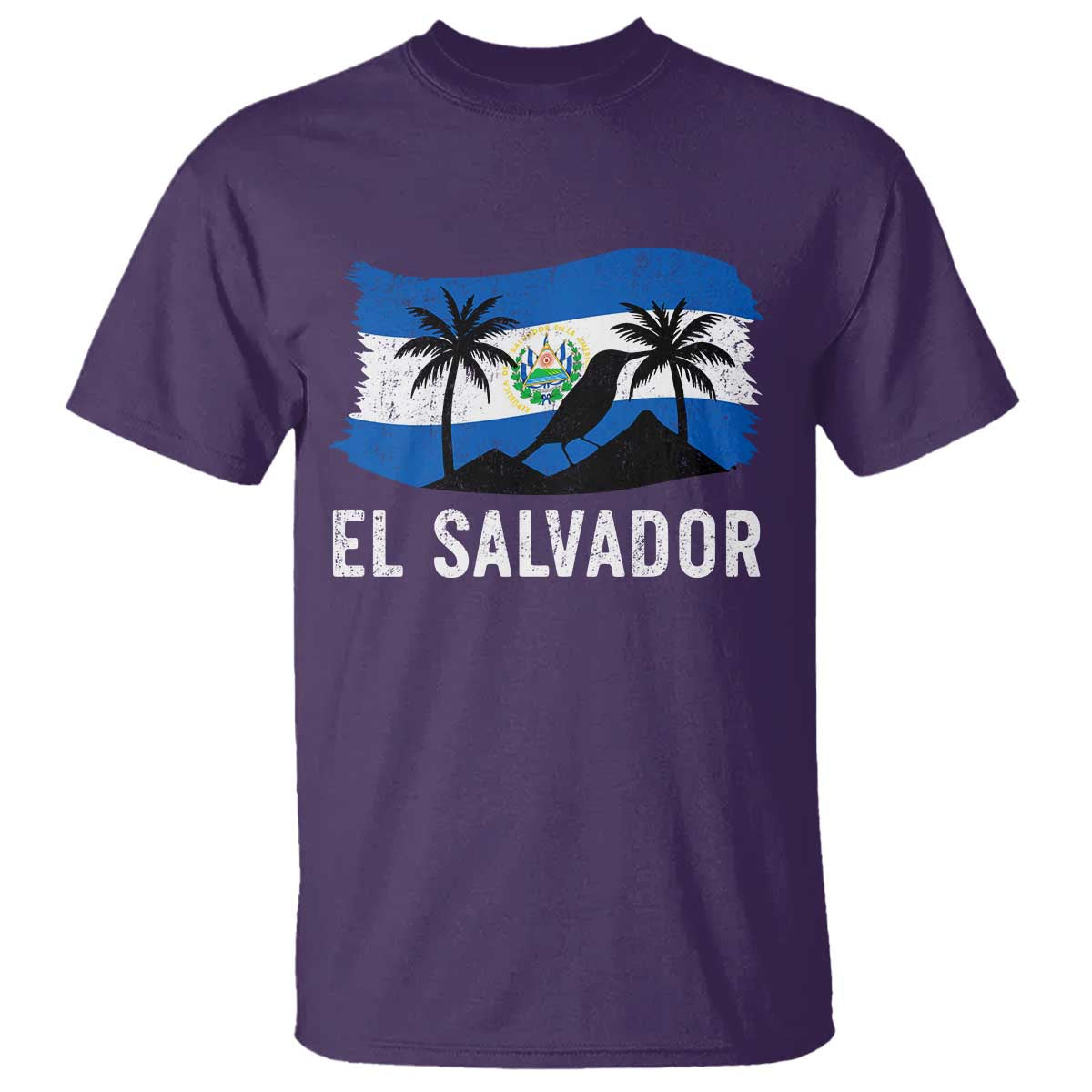 El Salvador Flag T Shirt Salvadoran Pride Torogoz Bird Palm Tree Volcano TS10 Purple Print Your Wear
