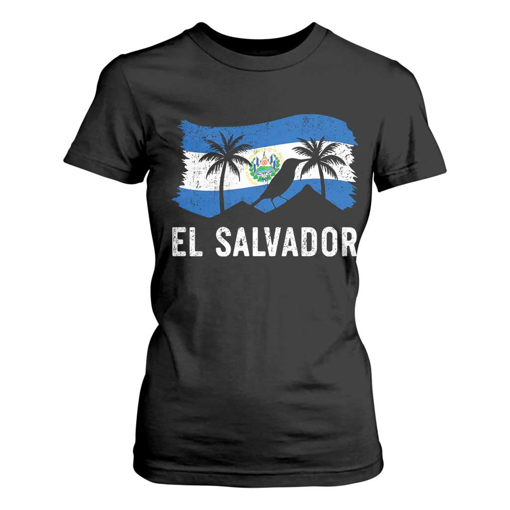El Salvador Flag T Shirt For Women Salvadoran Pride Torogoz Bird Palm Tree Volcano TS10 Black Print Your Wear