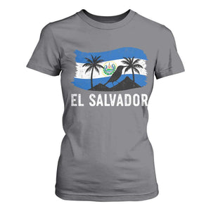 El Salvador Flag T Shirt For Women Salvadoran Pride Torogoz Bird Palm Tree Volcano TS10 Charcoal Print Your Wear