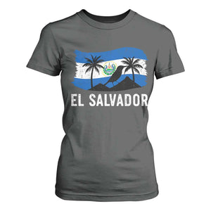 El Salvador Flag T Shirt For Women Salvadoran Pride Torogoz Bird Palm Tree Volcano TS10 Dark Heather Print Your Wear