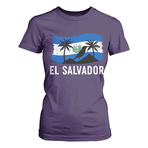 El Salvador Flag T Shirt For Women Salvadoran Pride Torogoz Bird Palm Tree Volcano TS10 Purple Print Your Wear