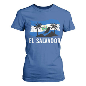 El Salvador Flag T Shirt For Women Salvadoran Pride Torogoz Bird Palm Tree Volcano TS10 Royal Blue Print Your Wear
