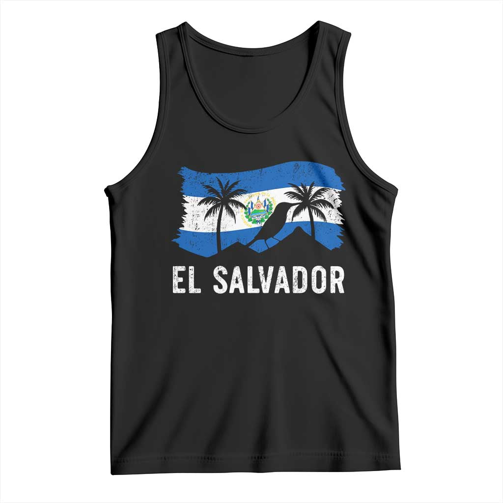El Salvador Flag Tank Top Salvadoran Pride Torogoz Bird Palm Tree Volcano TS10 Black Print Your Wear