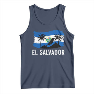 El Salvador Flag Tank Top Salvadoran Pride Torogoz Bird Palm Tree Volcano TS10 Navy Print Your Wear