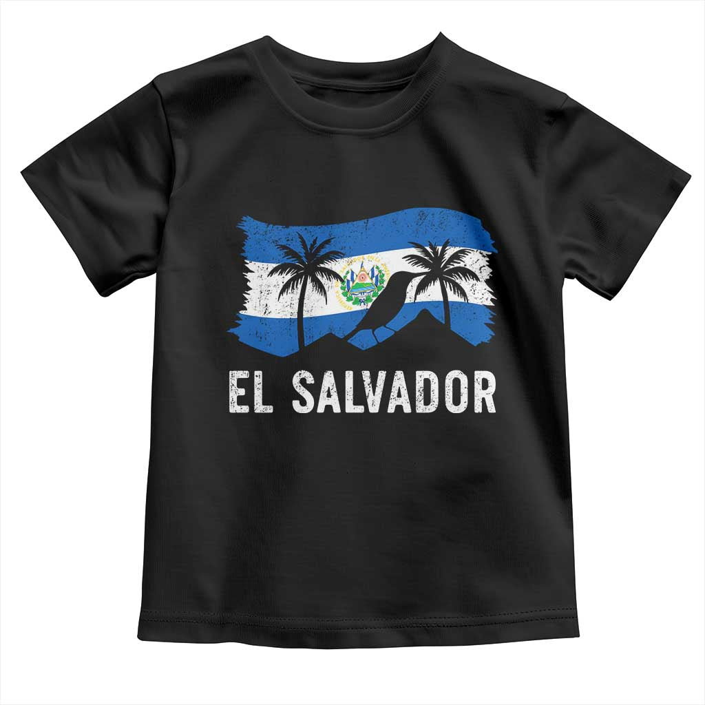 El Salvador Flag Toddler T Shirt Salvadoran Pride Torogoz Bird Palm Tree Volcano TS10 Black Print Your Wear