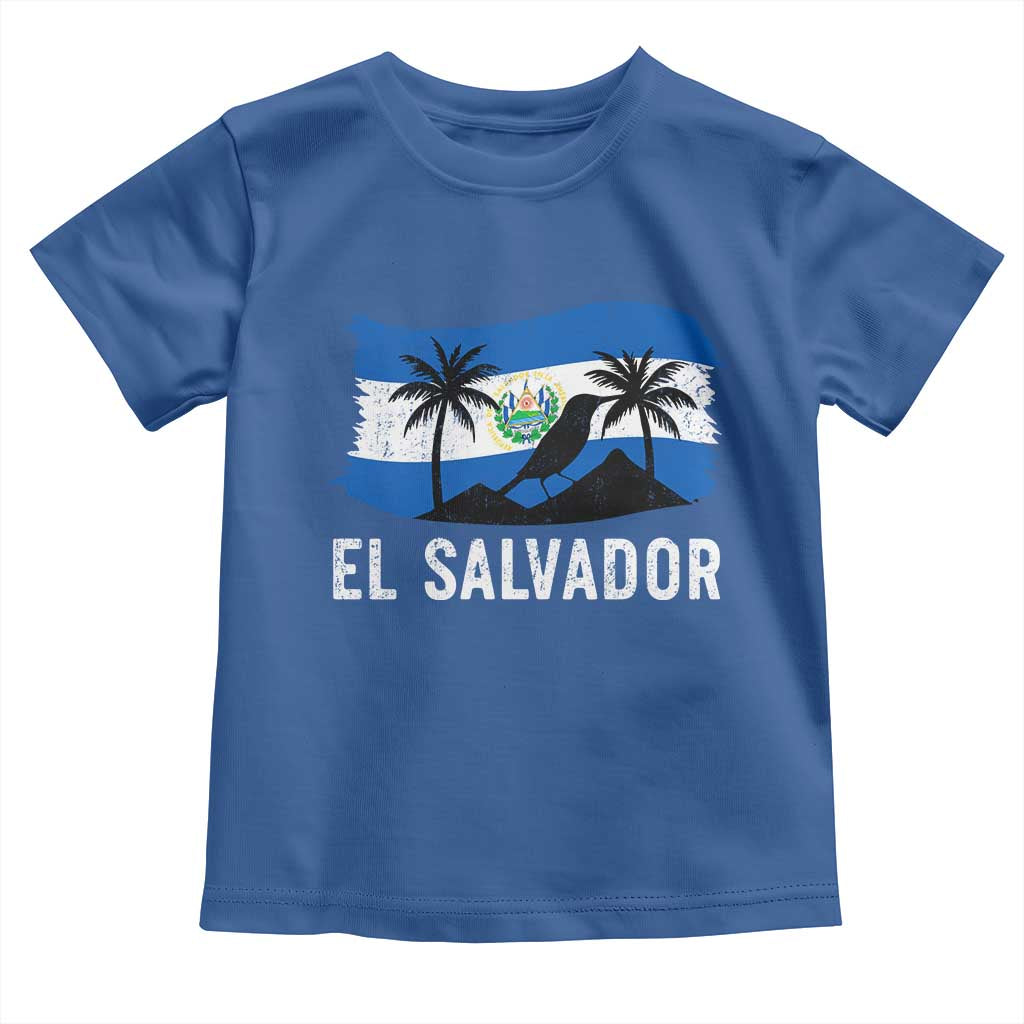 El Salvador Flag Toddler T Shirt Salvadoran Pride Torogoz Bird Palm Tree Volcano TS10 Royal Blue Print Your Wear