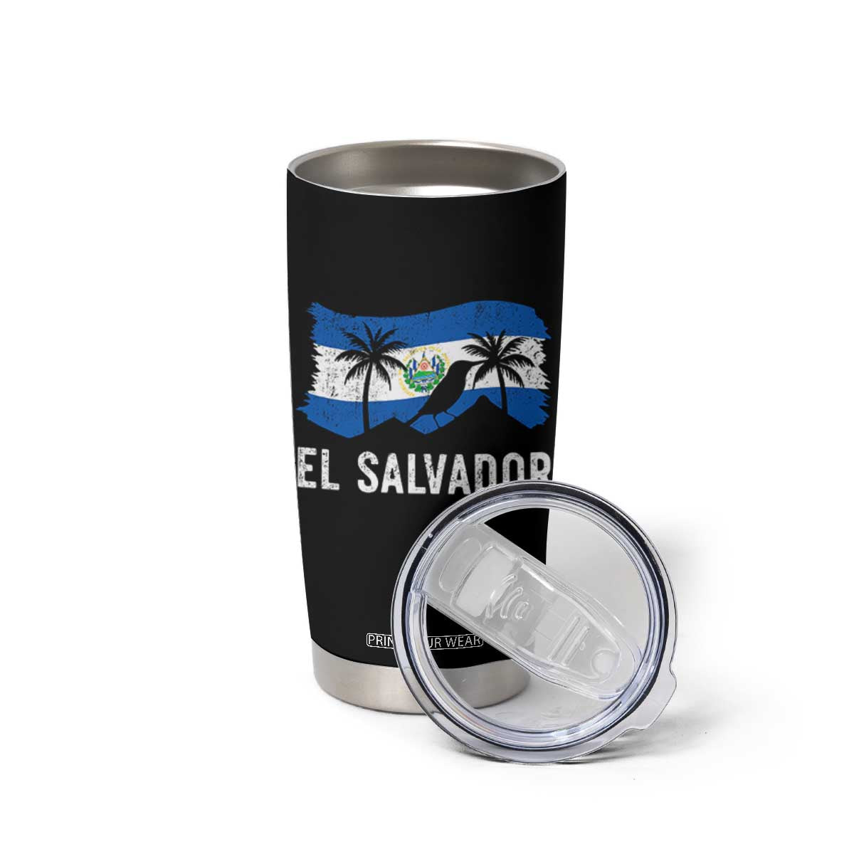 El Salvador Flag Tumbler Cup Salvadoran Pride Torogoz Bird Palm Tree Volcano TS10 Print Your Wear