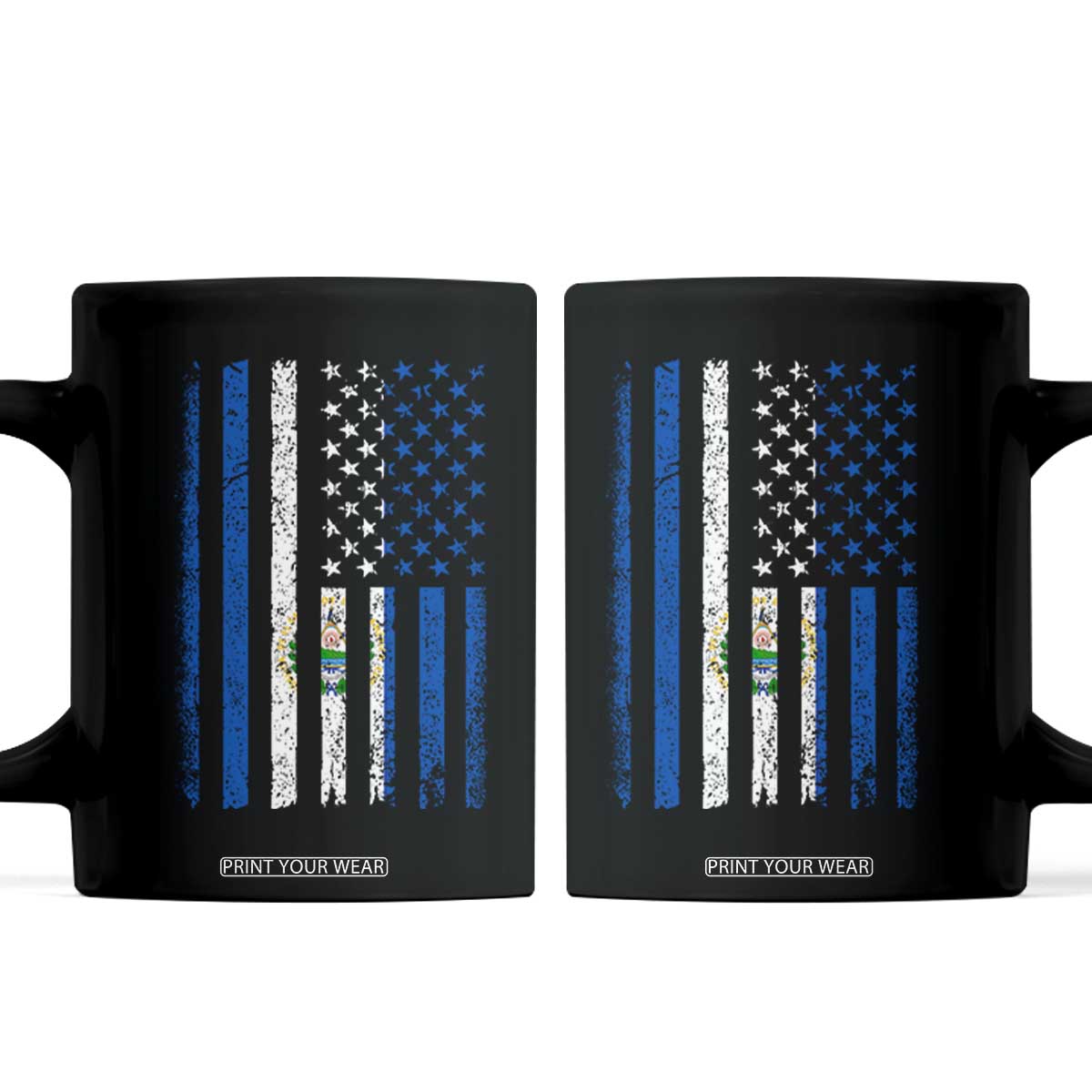 Salvadoran America Flag Coffee Mug El Salvador USA Patriotic TS10 Black Print Your Wear
