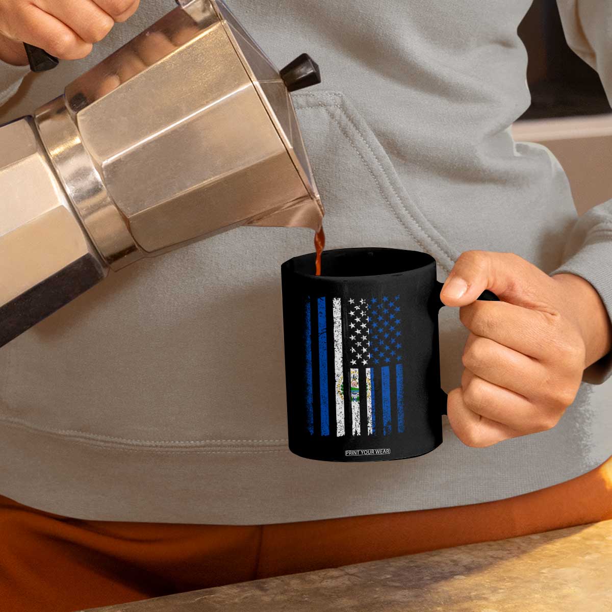 Salvadoran America Flag Coffee Mug El Salvador USA Patriotic TS10 Print Your Wear