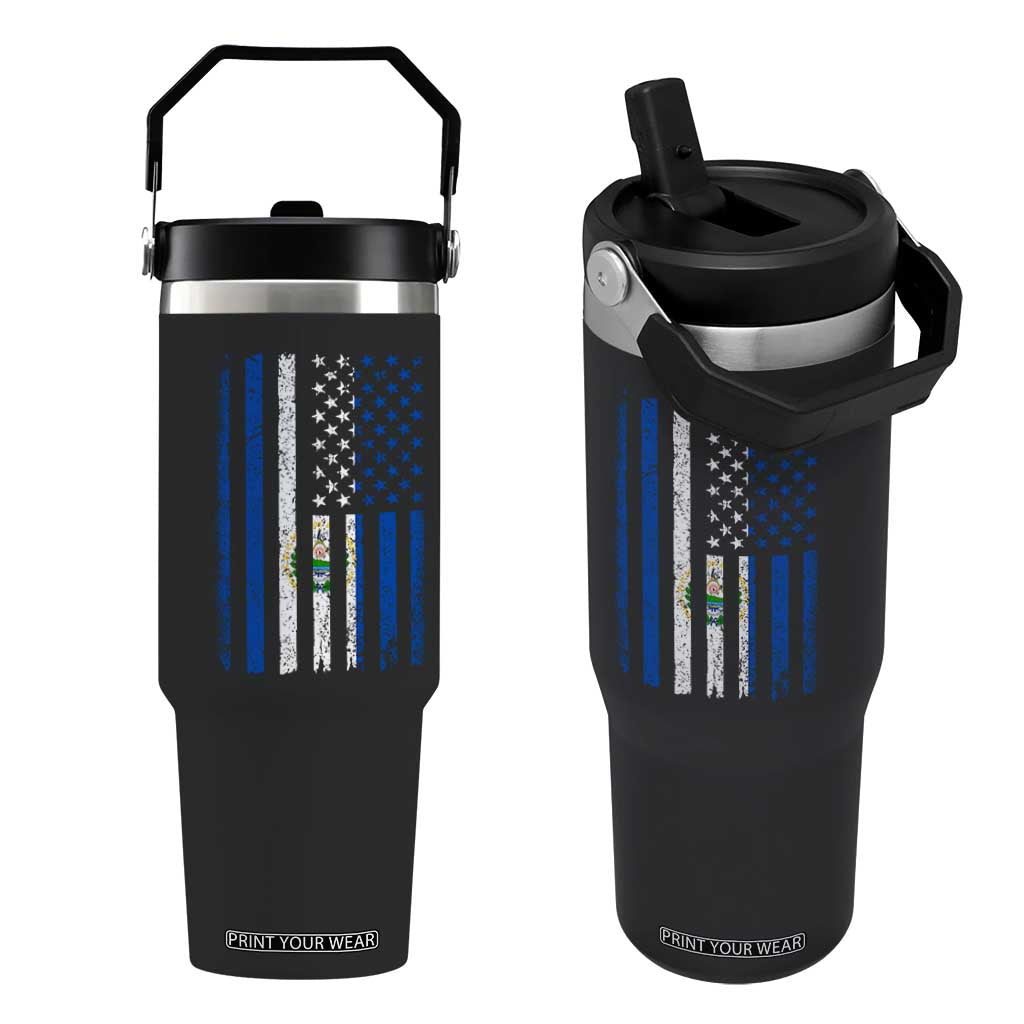 Salvadoran America Flag Flip Straw Tumbler El Salvador USA Patriotic TS10 One Size: 30 oz Black Print Your Wear