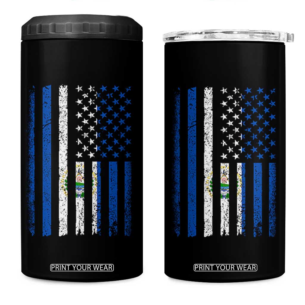 Salvadoran America Flag 4 in 1 Can Cooler Tumbler El Salvador USA Patriotic TS10 One Size: 16 oz Black Print Your Wear