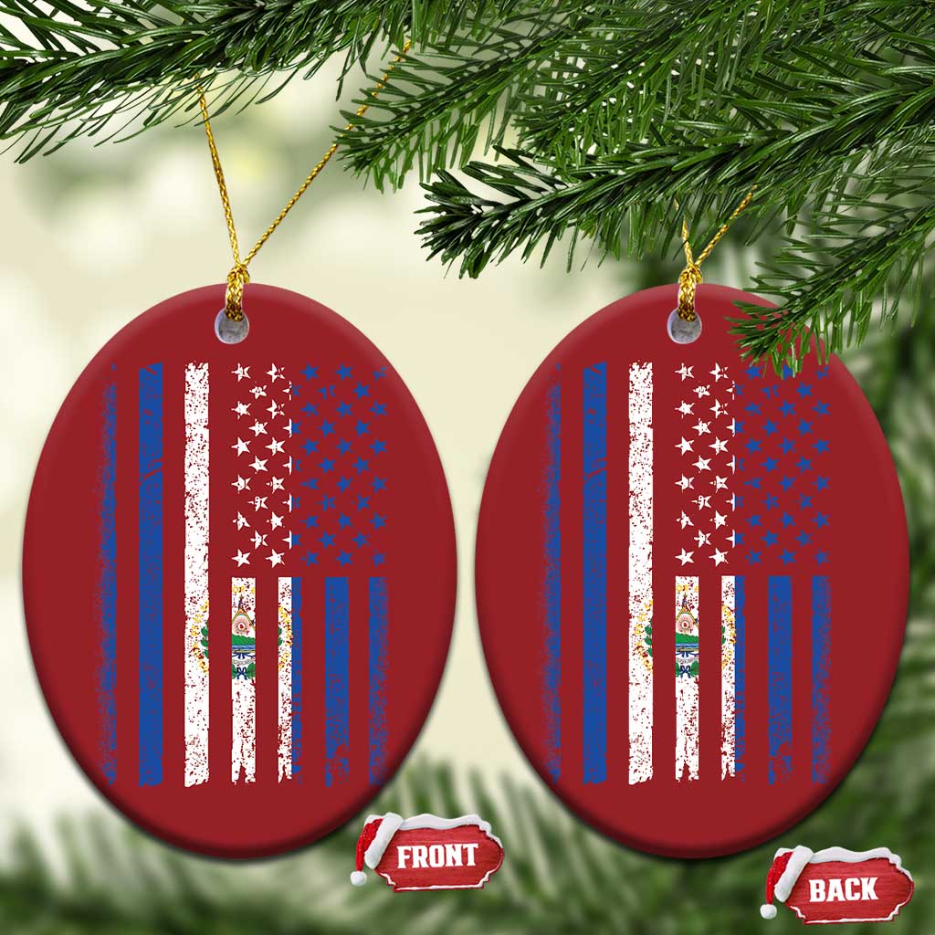 Salvadoran America Flag Christmas Ornament El Salvador USA Patriotic TS10 Oval Red Print Your Wear