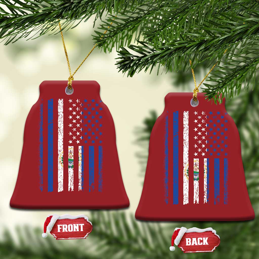 Salvadoran America Flag Christmas Ornament El Salvador USA Patriotic TS10 Bell Flake Red Print Your Wear