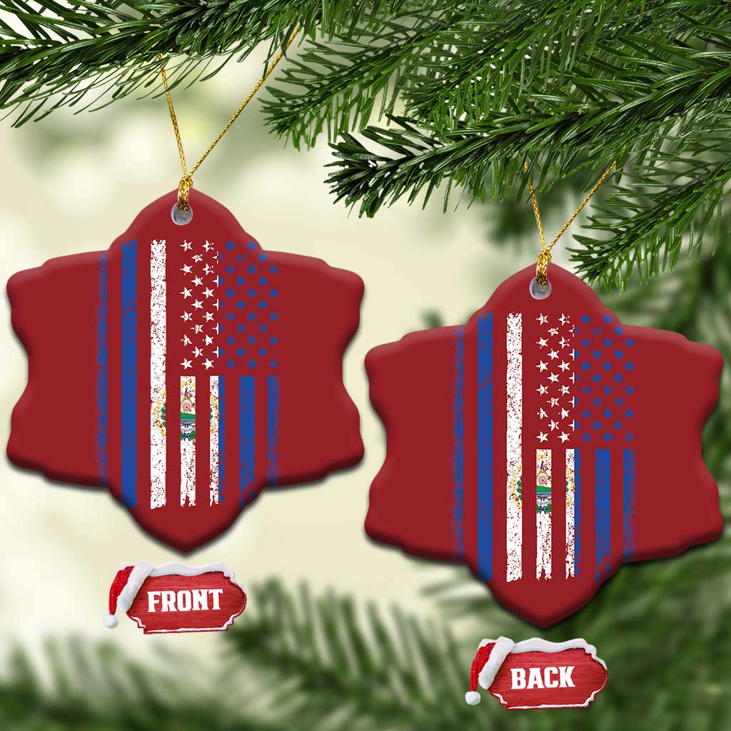 Salvadoran America Flag Christmas Ornament El Salvador USA Patriotic TS10 Snow Flake Red Print Your Wear