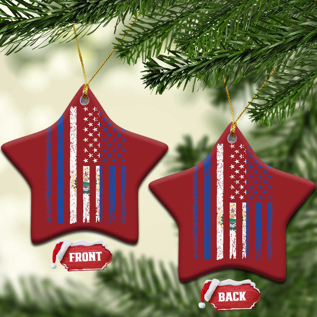 Salvadoran America Flag Christmas Ornament El Salvador USA Patriotic TS10 Star Red Print Your Wear
