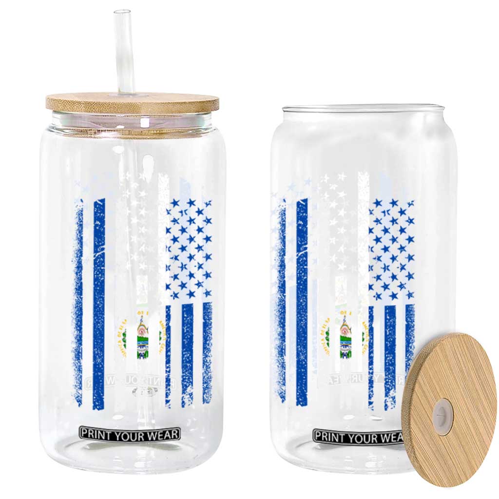 Salvadoran America Flag Glass Can El Salvador USA Patriotic TS10 Print Your Wear
