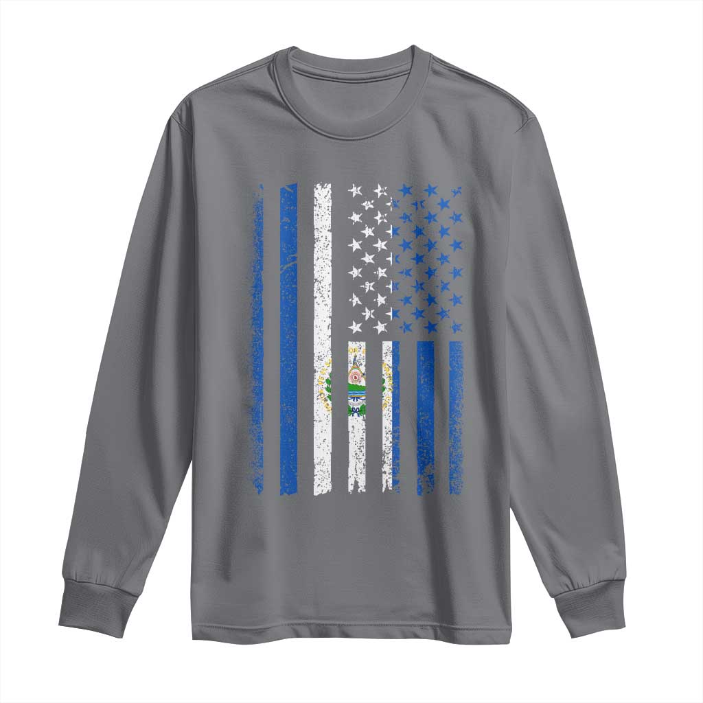 Salvadoran America Flag Long Sleeve Shirt El Salvador USA Patriotic TS10 Charcoal Print Your Wear