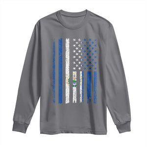 Salvadoran America Flag Long Sleeve Shirt El Salvador USA Patriotic TS10 Charcoal Print Your Wear