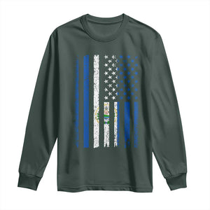 Salvadoran America Flag Long Sleeve Shirt El Salvador USA Patriotic TS10 Dark Forest Green Print Your Wear