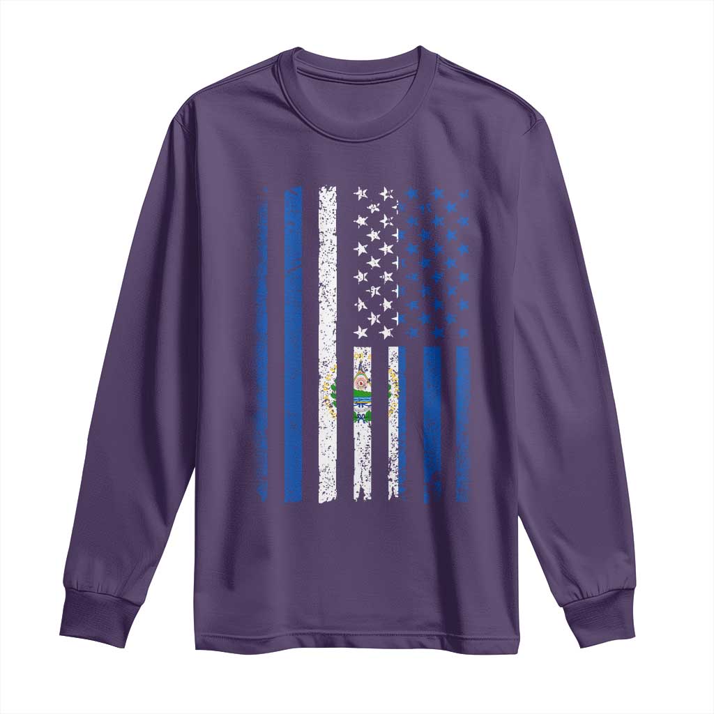 Salvadoran America Flag Long Sleeve Shirt El Salvador USA Patriotic TS10 Purple Print Your Wear