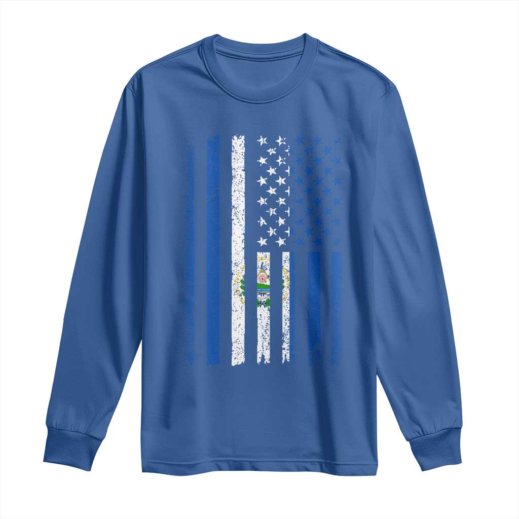 Salvadoran America Flag Long Sleeve Shirt El Salvador USA Patriotic TS10 Royal Blue Print Your Wear
