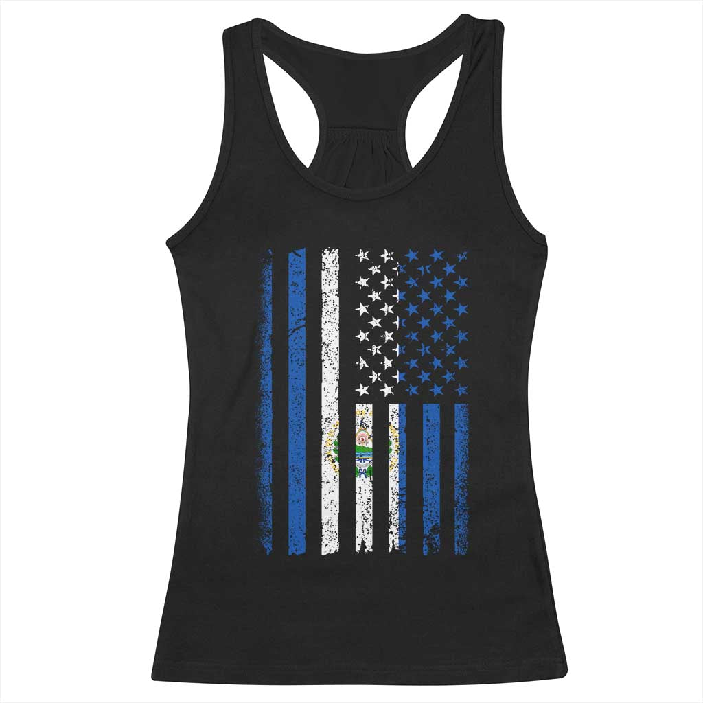 Salvadoran America Flag Racerback Tank Top El Salvador USA Patriotic TS10 Black Print Your Wear