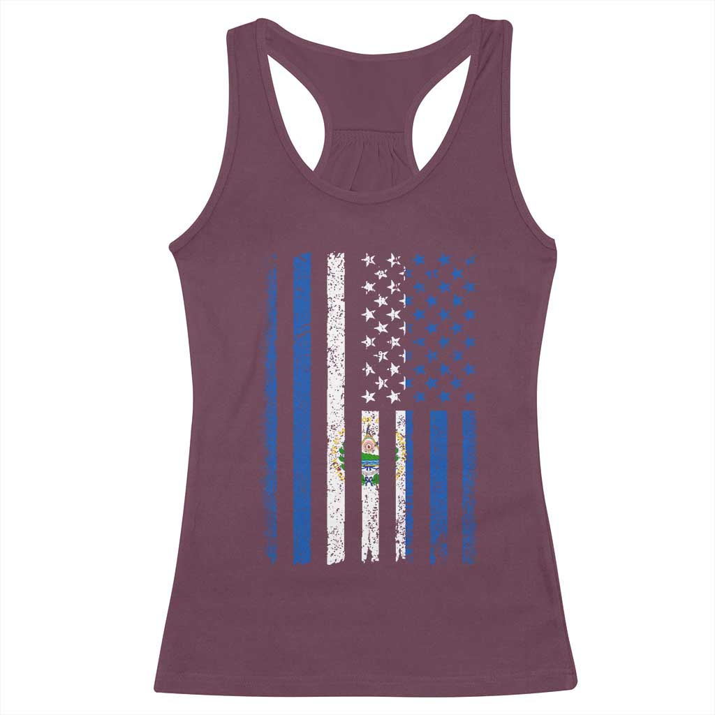 Salvadoran America Flag Racerback Tank Top El Salvador USA Patriotic TS10 Maroon Print Your Wear