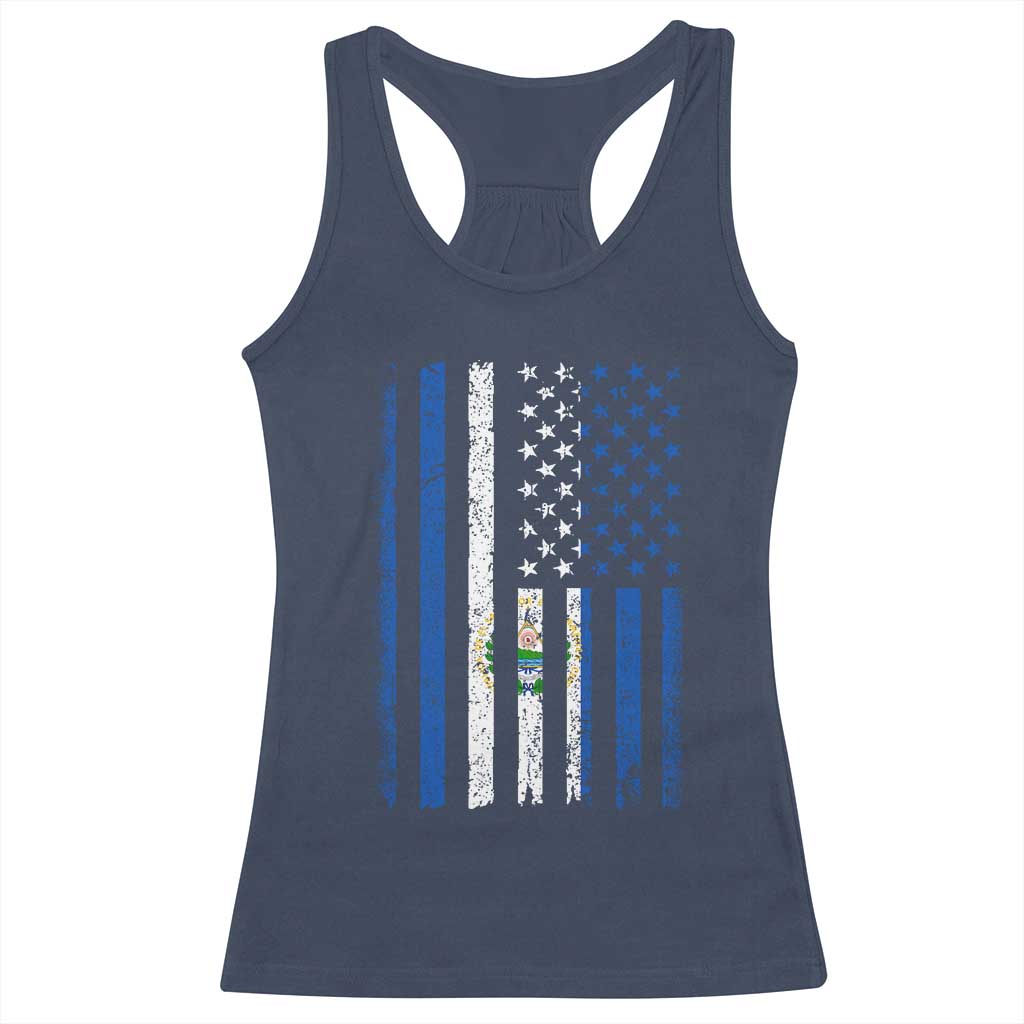 Salvadoran America Flag Racerback Tank Top El Salvador USA Patriotic TS10 Navy Print Your Wear