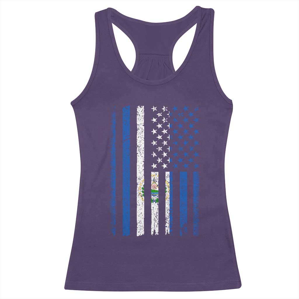Salvadoran America Flag Racerback Tank Top El Salvador USA Patriotic TS10 Purple Print Your Wear