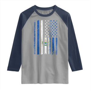 Salvadoran America Flag Raglan Shirt El Salvador USA Patriotic TS10 Sport Gray Navy Print Your Wear