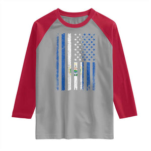 Salvadoran America Flag Raglan Shirt El Salvador USA Patriotic TS10 Sport Gray Red Print Your Wear