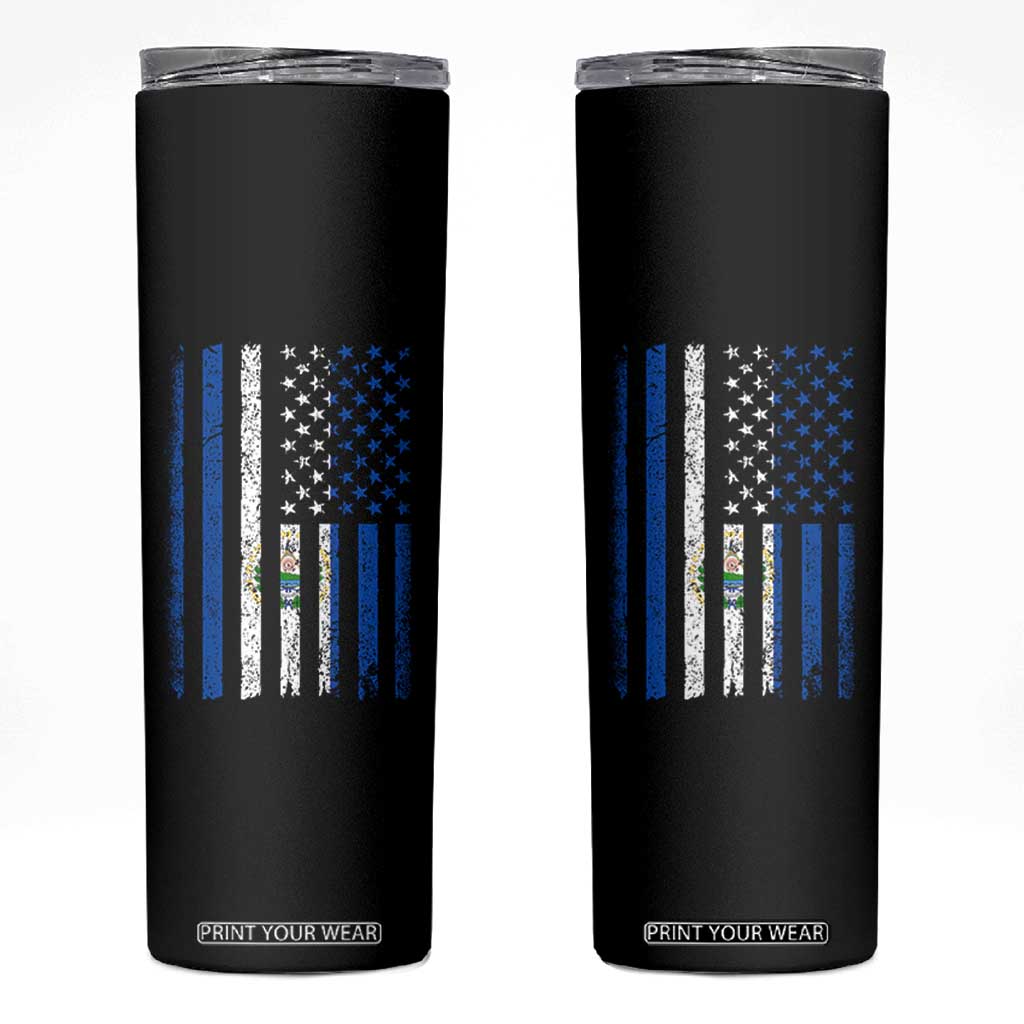 Salvadoran America Flag Skinny Tumbler El Salvador USA Patriotic TS10 Black Print Your Wear