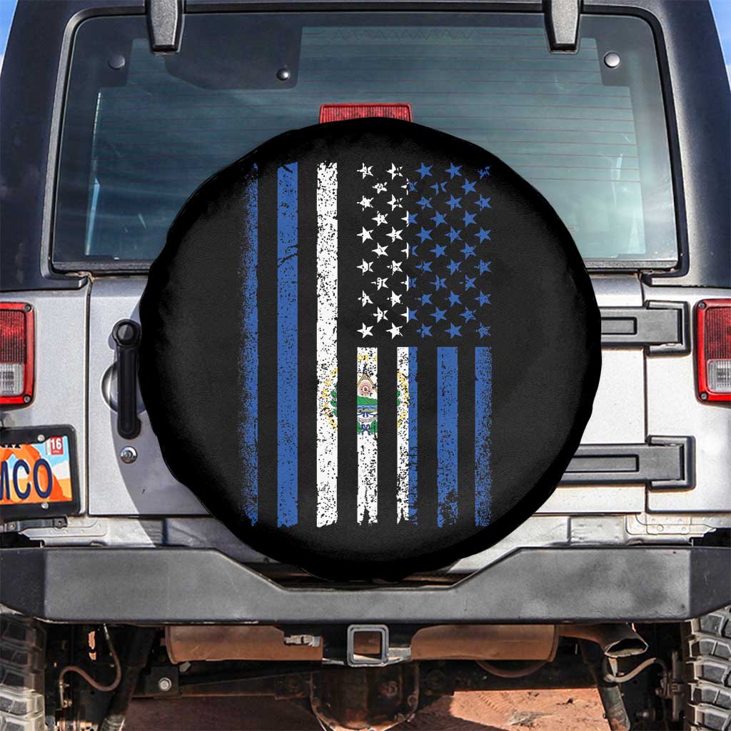 Salvadoran America Flag Spare Tire Cover El Salvador USA Patriotic TS10 No hole Black Print Your Wear