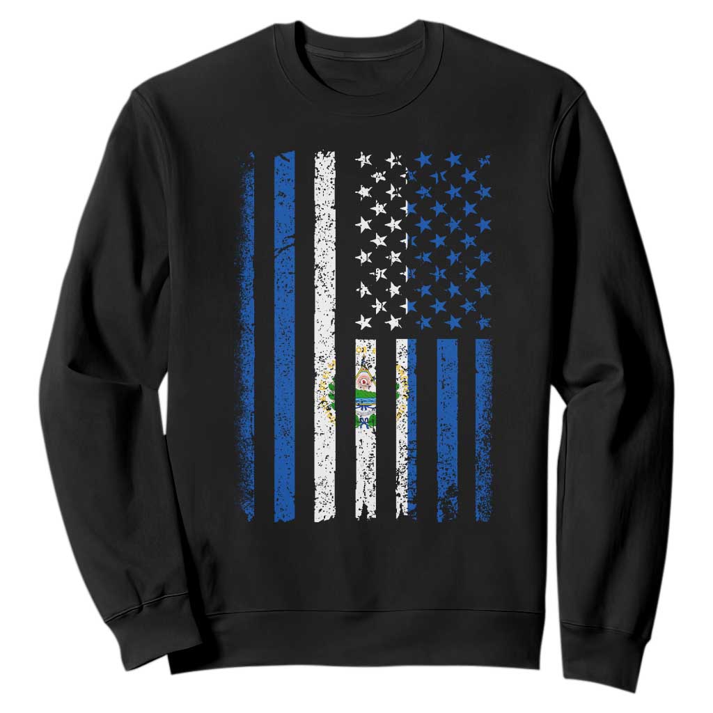 Salvadoran America Flag Sweatshirt El Salvador USA Patriotic TS10 Black Print Your Wear