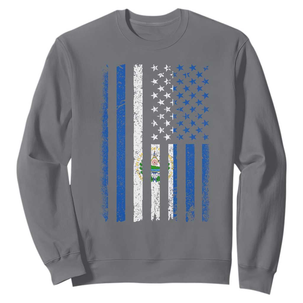 Salvadoran America Flag Sweatshirt El Salvador USA Patriotic TS10 Charcoal Print Your Wear