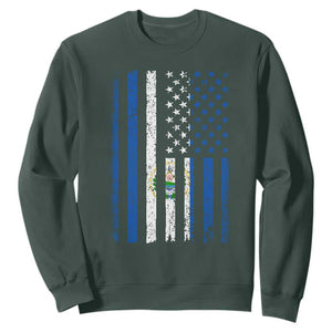 Salvadoran America Flag Sweatshirt El Salvador USA Patriotic TS10 Dark Forest Green Print Your Wear