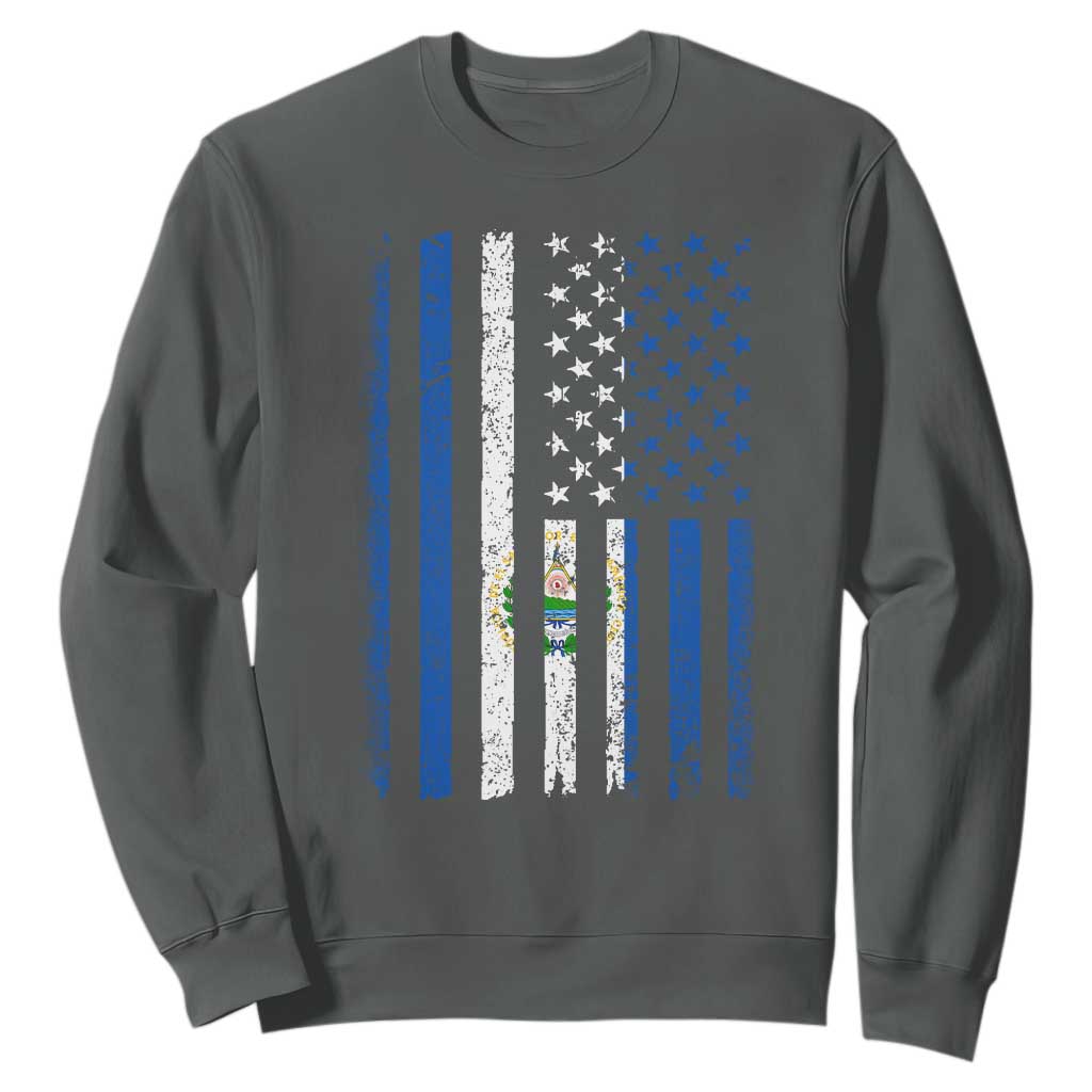 Salvadoran America Flag Sweatshirt El Salvador USA Patriotic TS10 Dark Heather Print Your Wear