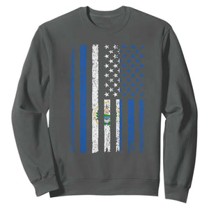 Salvadoran America Flag Sweatshirt El Salvador USA Patriotic TS10 Dark Heather Print Your Wear