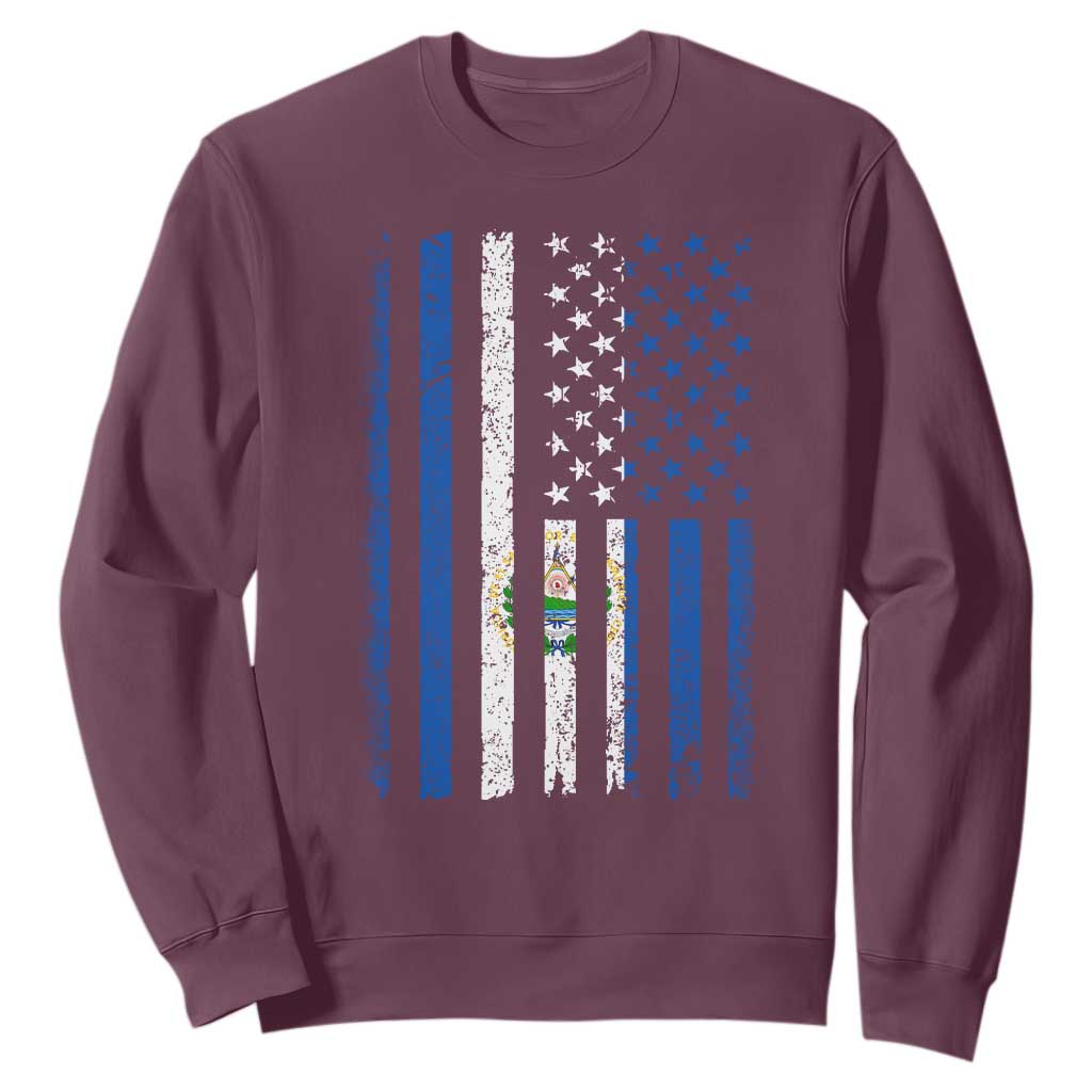 Salvadoran America Flag Sweatshirt El Salvador USA Patriotic TS10 Maroon Print Your Wear